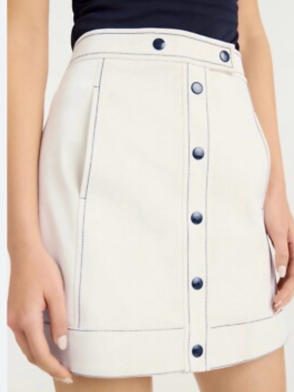 cinq a sept White Button-Front Mini Skirt